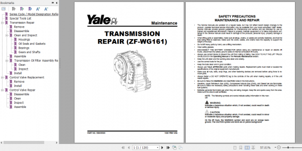Yale Class 5 Internal Combustion Engine Trucks E877 GDP130EC GDP160EC Europe Service Manual 6