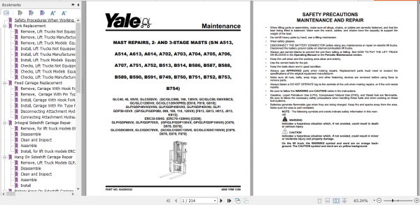 Yale Class 5 Internal Combustion Engine Trucks E878 GLP60VX GDP70VX Europe Service Manual 6