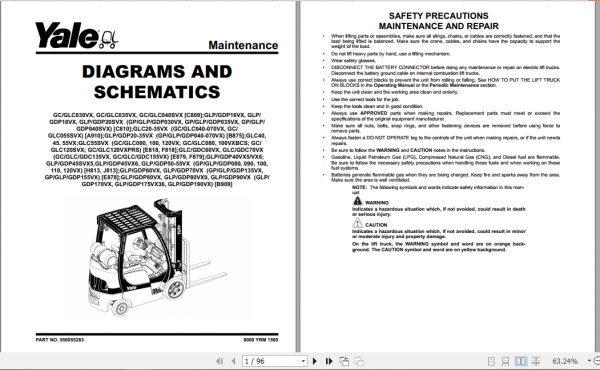 Yale Class 5 Internal Combustion Engine Trucks E878 GPGLPGDP135VX GPGLPGDP155VX Service Manual 3