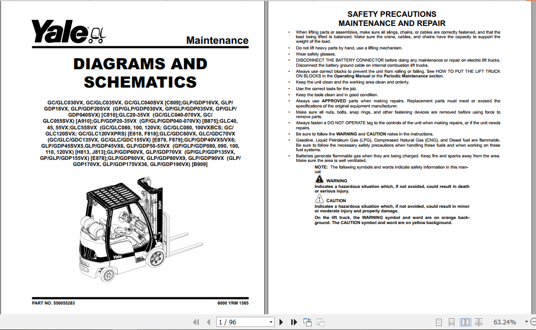 Yale Class 5 Internal Combustion Engine Trucks E878 GPGLPGDP135VX GPGLPGDP155VX Service Manual 3
