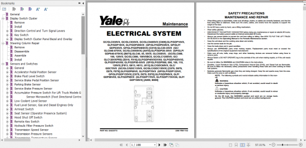 Yale Class 5 Internal Combustion Engine Trucks F813 GLPGDP 40VX5 55VX Europe Service Manual 3