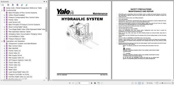 Yale Class 5 Internal Combustion Engine Trucks F876 GDP190DC GDP280DC Service Manual 4