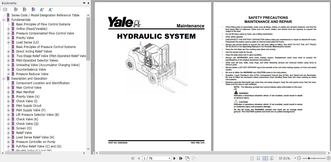 Yale Class 5 Internal Combustion Engine Trucks F876 GDP190DC GDP280DC Service Manual 4