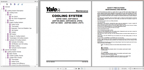 Yale Class 5 Internal Combustion Engine Trucks F876 GDP80DC GDP120DC Europe Service Manual 5