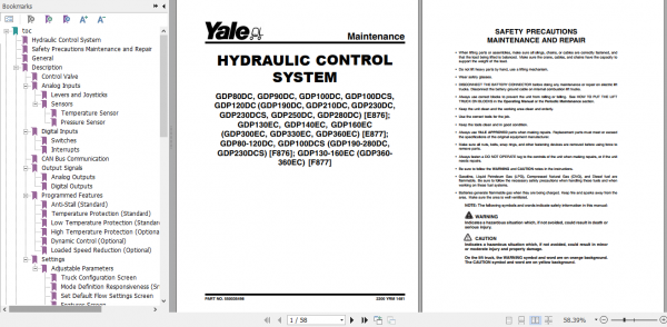 Yale Class 5 Internal Combustion Engine Trucks F877 GDP130EC GDP160EC Europe Service Manual 1