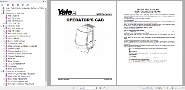 Yale Class 5 Internal Combustion Engine Trucks F877 GDP300EC GDP360EC Service Manual 3