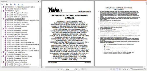Yale Class 5 Internal Combustion Engine Trucks F878 GLP60 70VX GDP60 70VX Europe Service Manual 2