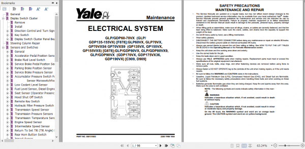 Yale Class 5 Internal Combustion Engine Trucks F878 GLP60 70VX GDP60 70VX Europe Service Manual 3