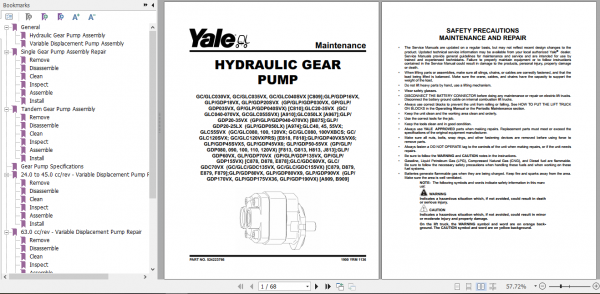 Yale Class 5 Internal Combustion Engine Trucks G813 GLPGDP40VX5 55VX Europe Service Manual 1