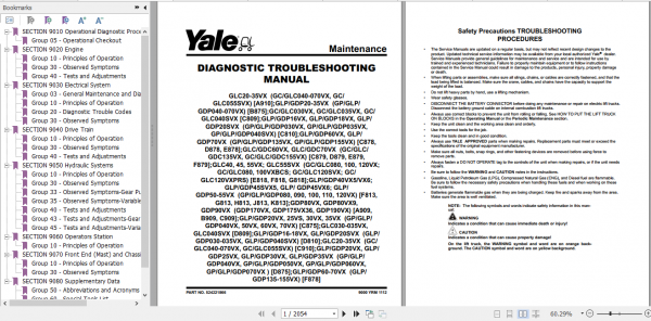 Yale Class 5 Internal Combustion Engine Trucks G813 GP080 120VX GDP080 120VX Service Manual 1