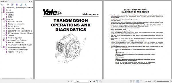 Yale Class 5 Internal Combustion Engine Trucks G876 GDP190DC GDP280DC Service Manual 3