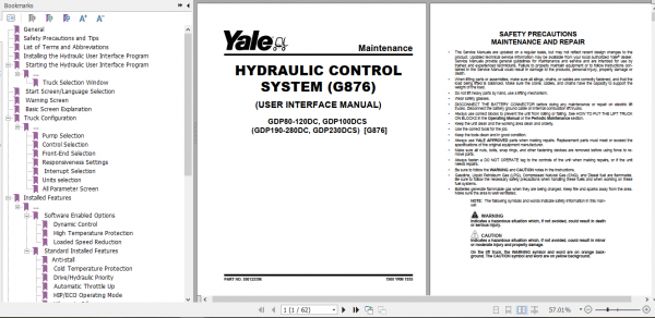 Yale Class 5 Internal Combustion Engine Trucks G876 GDP80DC GDP120DC Europe Service Manual 2