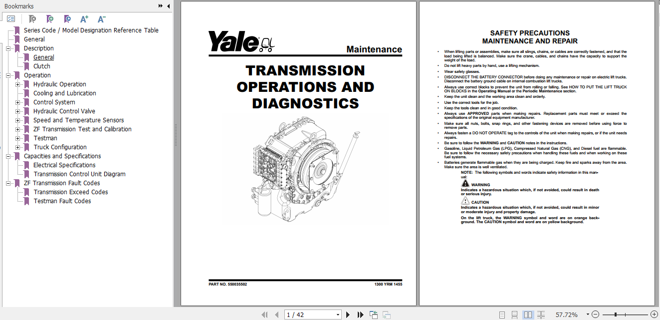 Yale Class 5 Internal Combustion Engine Trucks G877 GDP130EC GDP160EC Europe Service Manual 2