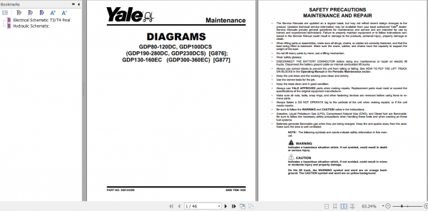 Yale Class 5 Internal Combustion Engine Trucks G877 GDP130EC GDP160EC Europe Service Manual 3