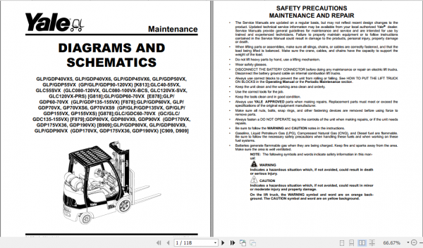 Yale Class 5 Internal Combustion Engine Trucks G877 GDP300EC GDP360EC Service Manual 1cbeb57700b17bdcb