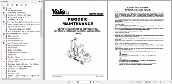 Yale Class 5 Internal Combustion Engine Trucks G877 GDP300EC GDP360EC Service Manual 3