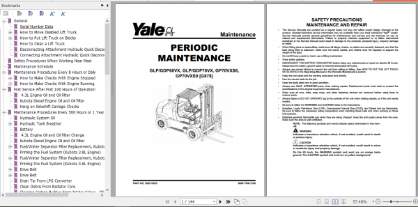 Yale Class 5 Internal Combustion Engine Trucks G877 GDP300EC GDP360EC Service Manual 355fdce3b938e57db