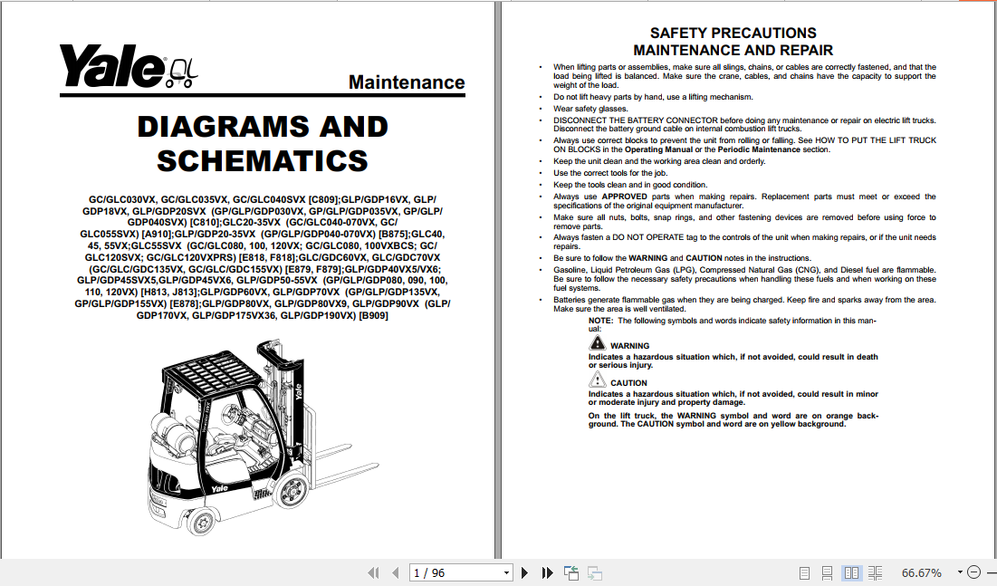 Yale Class 5 Internal Combustion Engine Trucks H813 GLPGDP40VX5 55VX Europe Service Manual 3