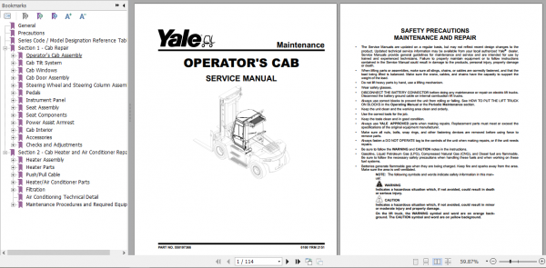Yale Class 5 Internal Combustion Engine Trucks H876 GDP80DC GDP120DC Europe Service Manual 3