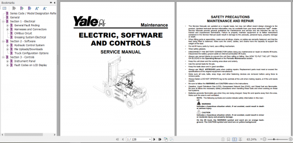 Yale Class 5 Internal Combustion Engine Trucks H876 GDP80DC GDP120DC Europe Service Manual 4