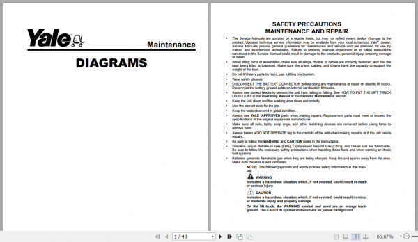 Yale Class 5 Internal Combustion Engine Trucks H877 GDP130EC GDP160EC Europe Service Manual 1