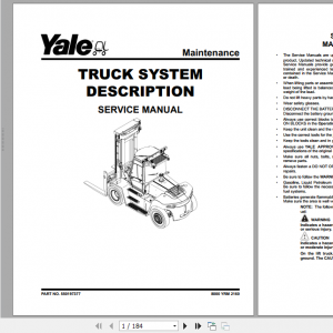 Yale Class 5 Internal Combustion Engine Trucks H877 GDP130EC GDP160EC Europe Service Manual 2