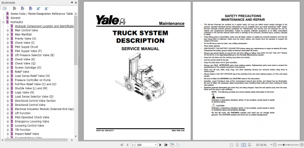 Yale Class 5 Internal Combustion Engine Trucks H877 GDP130EC GDP160EC Europe Service Manual 2