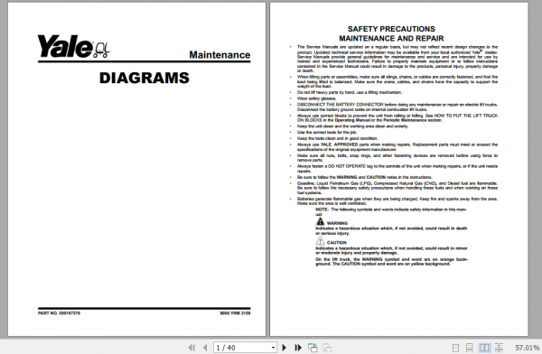 Yale Class 5 Internal Combustion Engine Trucks H877 GDP300EC GDP360EC Service Manual 2