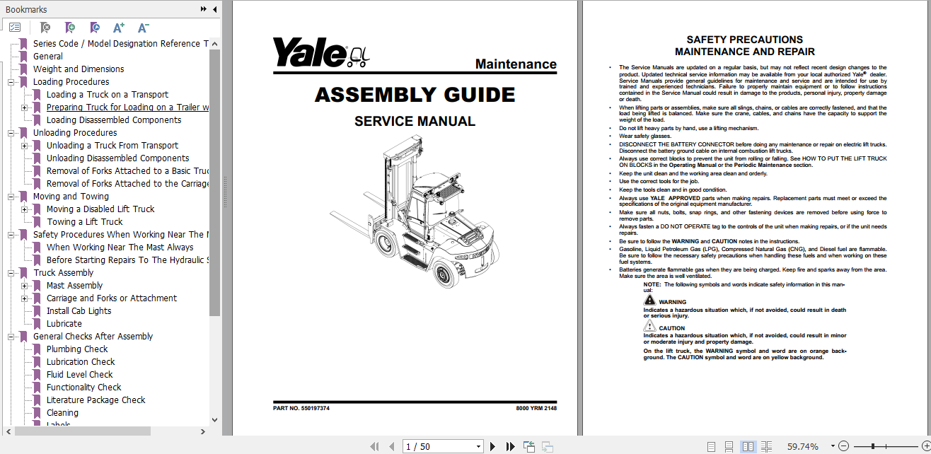 Yale Class 5 Internal Combustion Engine Trucks H877 GDP300EC GDP360EC Service Manual 3