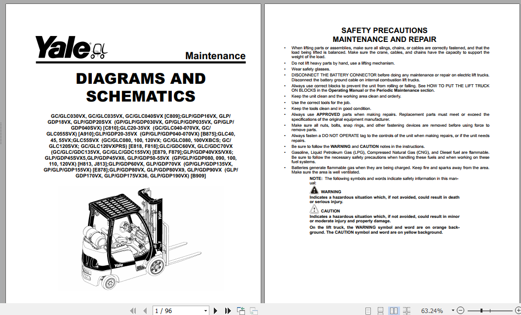 Yale Class 5 Internal Combustion Engine Trucks J813 GLPGDP40VX5 55VX Europe Service Manual 3