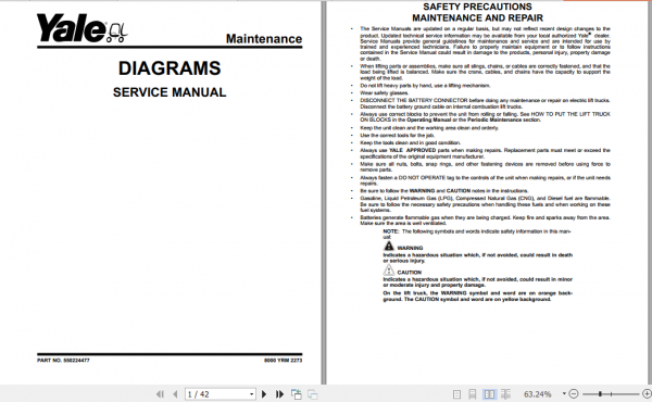 Yale Class 5 Internal Combustion Engine Trucks J876 GDP80DF GDP120DF Europe Service Manual 2