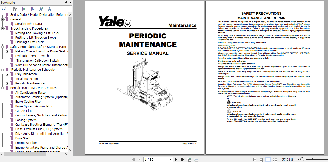 Yale Class 5 Internal Combustion Engine Trucks J876 GDP80DF GDP120DF Europe Service Manual 3