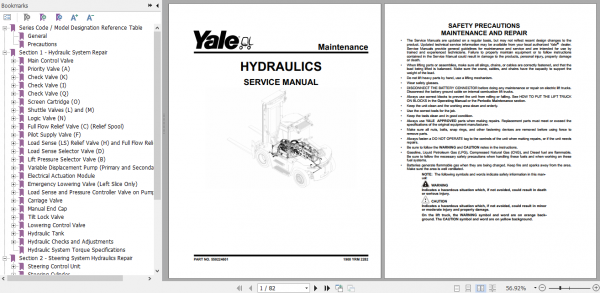 Yale Class 5 Internal Combustion Engine Trucks J877 GDP130EF GDP160EF Europe Service Manual 2