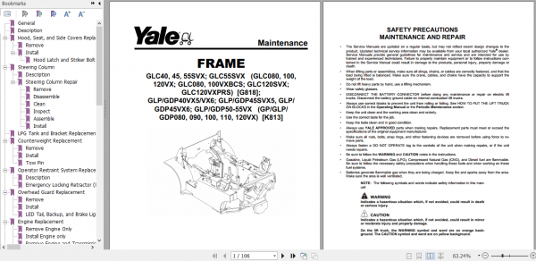 Yale Class 5 Internal Combustion Engine Trucks K813 GLPGDP40VX GLPGDP55VX Europe Service Manual 3