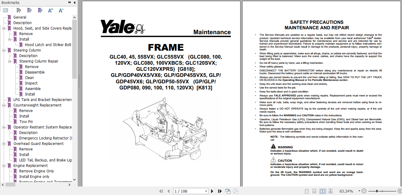 Yale Class 5 Internal Combustion Engine Trucks K813 GLPGDP40VX GLPGDP55VX Europe Service Manual 3