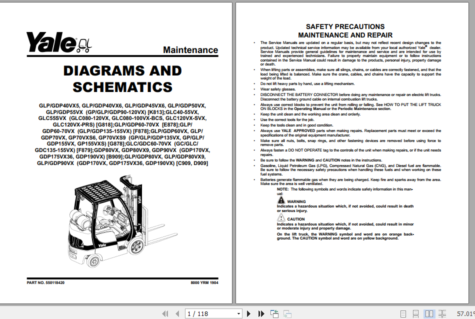 Yale Class 5 Internal Combustion Engine Trucks K813 GPGLPGDP80 120VX Service Manual 2