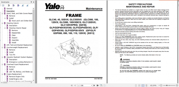Yale Class 5 Internal Combustion Engine Trucks K813 GPGLPGDP80 120VX Service Manual 5