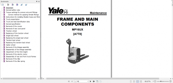 Yale Motorized Hand Truck A7T8 MP16UX Service Manual 1