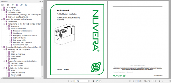 Yale Nuvera Fuel Cell System N1800V36 N1821V36 N1800V48 N1824V48 Service Manual 1