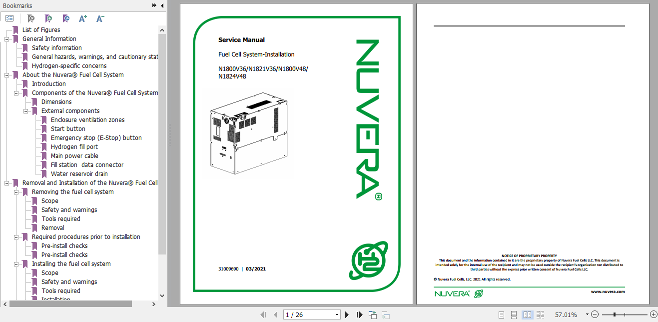 Yale Nuvera Fuel Cell System N1800V36 N1821V36 N1800V48 N1824V48 Service Manual 1