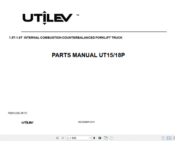 Yale Utilev Internal Combustion Counterbalanced Trucks 1.5T 1.8T Parts Catalog 3