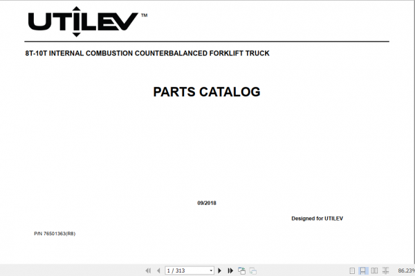 Yale Utilev Internal Combustion Counterbalanced Trucks 8T 10T Parts Catalog 1