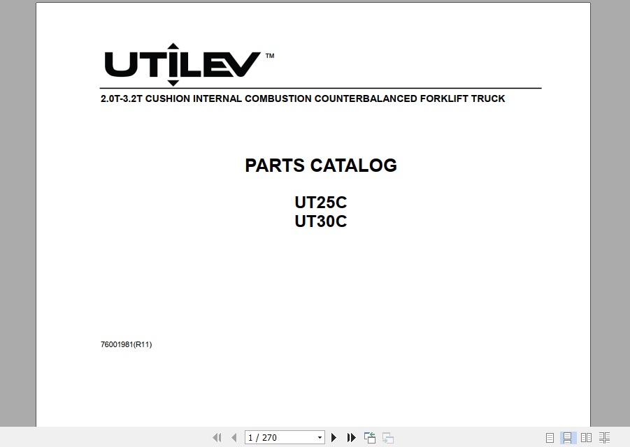 Yale Utilev Internal Combustion Counterbalanced Trucks A279 UT2.0 3.2C Parts Catalog 3