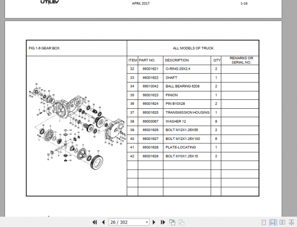 Yale Utilev Internal Combustion Counterbalanced Trucks A392 UT30 35PFE Parts Catalog 2
