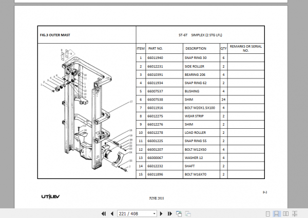 Yale Utilev Internal Combustion Counterbalanced Trucks A413 UT50 70P Parts Catalog 3