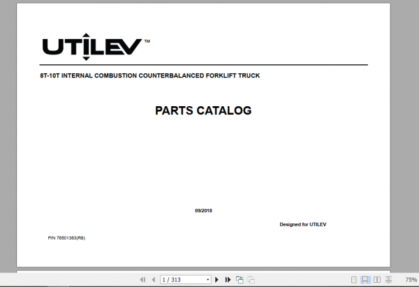 Yale Utilev Internal Combustion Counterbalanced Trucks A973 UT80 100P Parts Catalog 1