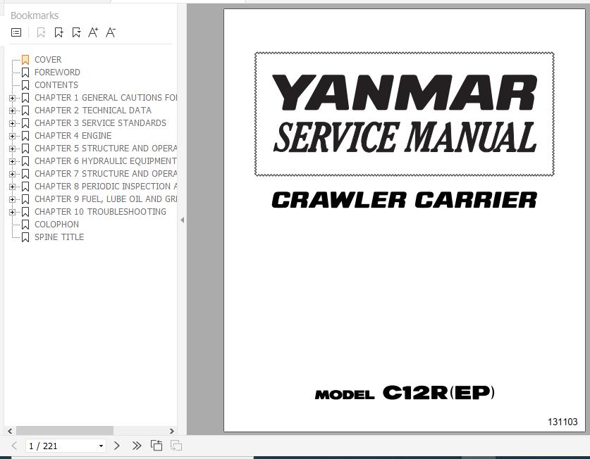 Yanmar Crawler Carrier C12EP Service Manuals EN PDF 1