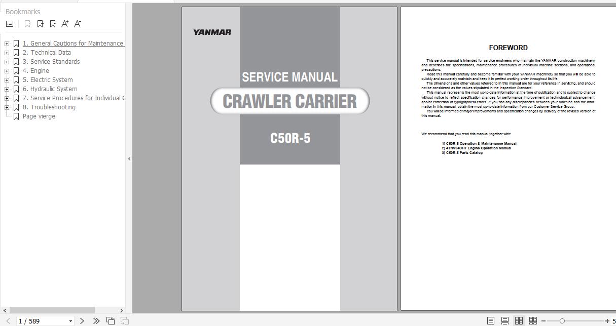 Yanmar Crawler Carriers C50R 5 Service Manuals EN PDF 1