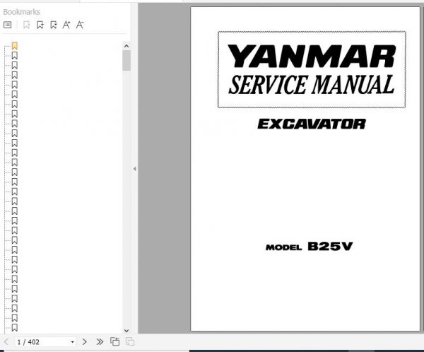 Yanmar Crawler Excavators B25V Service Manuals EN PDF 1