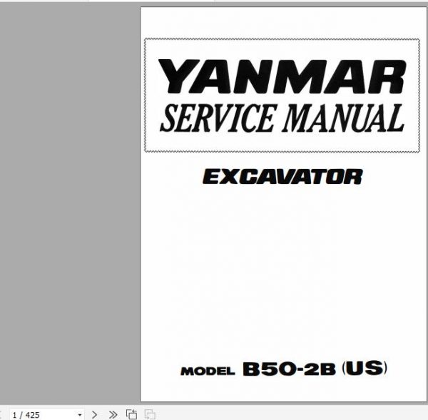 Yanmar Crawler Excavators B50 2B Service Manuals EN PDF 1